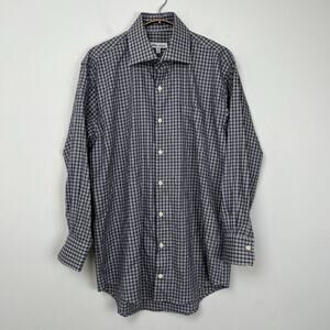 Peter Millar Crown Men’s M Dress Shirt Long Sleeve Blue Check Plaid Multicolor‎